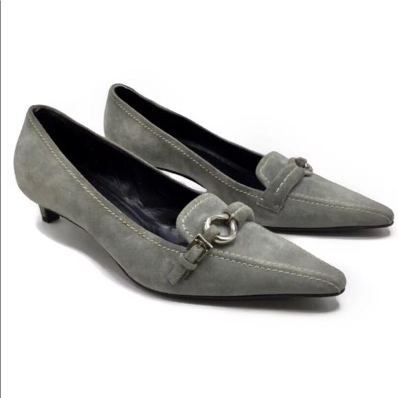 Prada Gray Suede Kitten Heels Size 6 - Picture 3 of 8